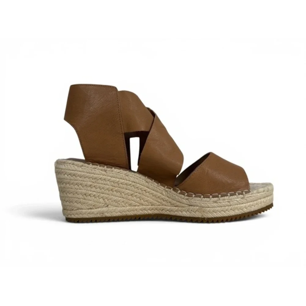 Eileen Fisher‎ Willow Espadrille Wedge Sandal Womens 9 Tan Tumbled Leather